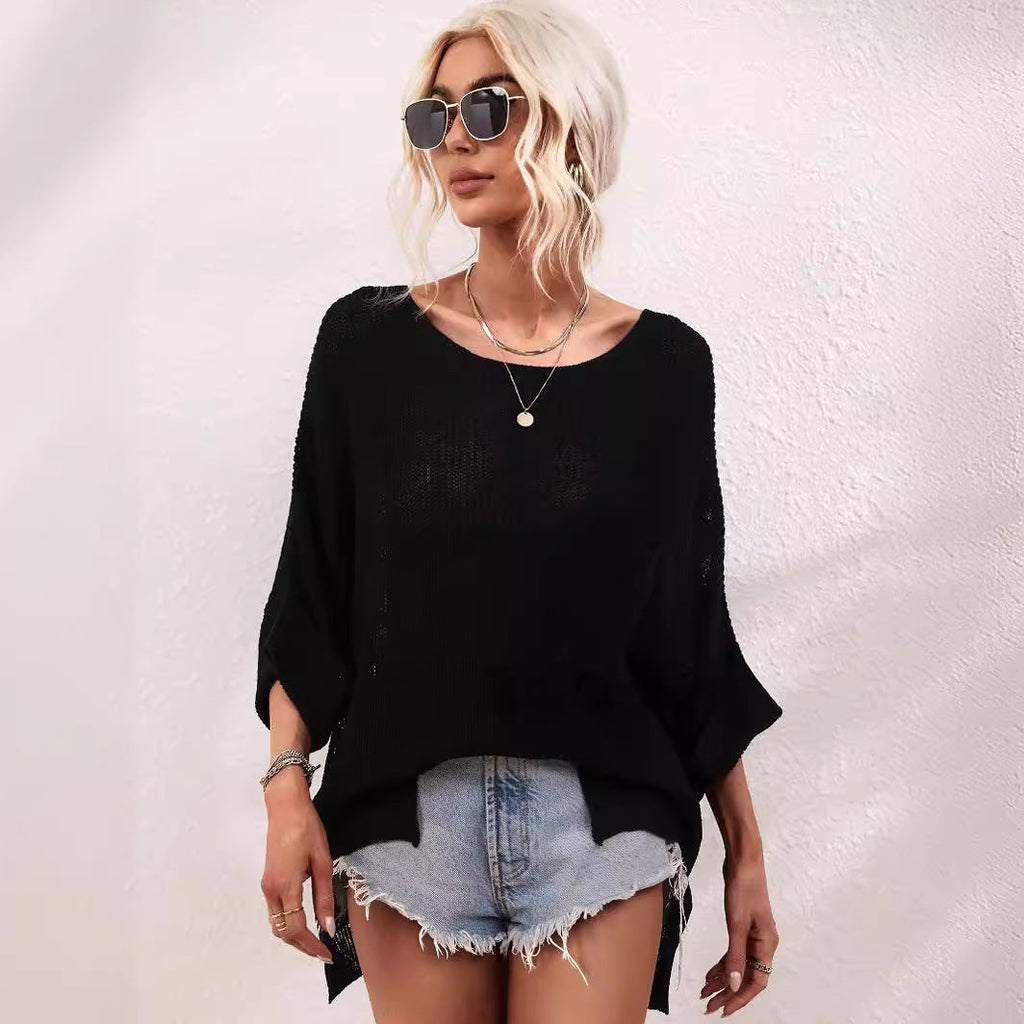 Damen lässiger Strickpullover mit lockerer Passform und modischem Oversized-Stil Shopnory