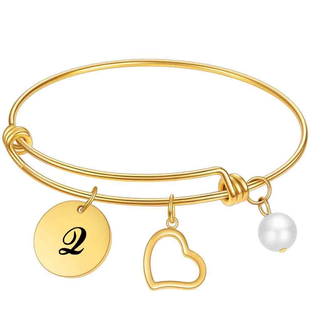 Damen Armreif mit personalisierbarem Herz- und Buchstaben-Anhänger Shop Nory