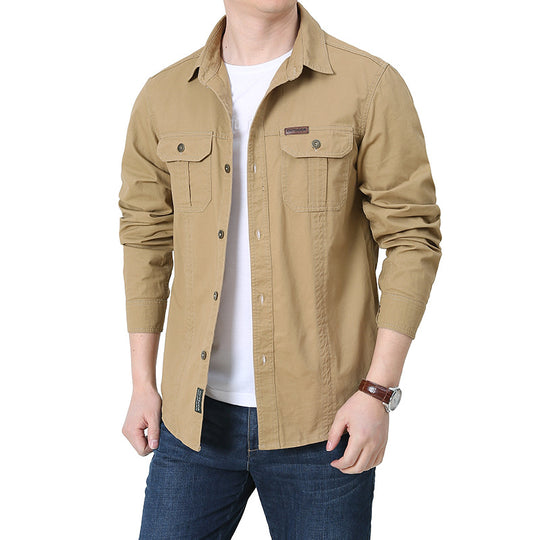 Herren robustes Overshirt aus Baumwoll-Canvas mit Brustpattentaschen Shop Nory