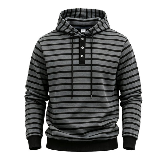 Herren Kapuzenpullover mit Knopfleiste und modischem Streifenmuster Shop Nory
