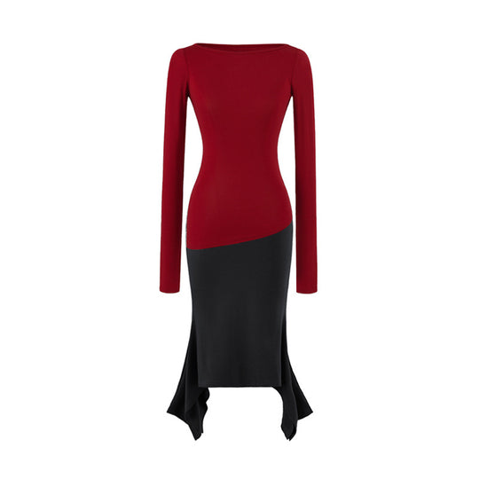 Damen Figurbetontes Midikleid mit asymmetrischem Zipfelsaum und Paneel-Design Shop Nory