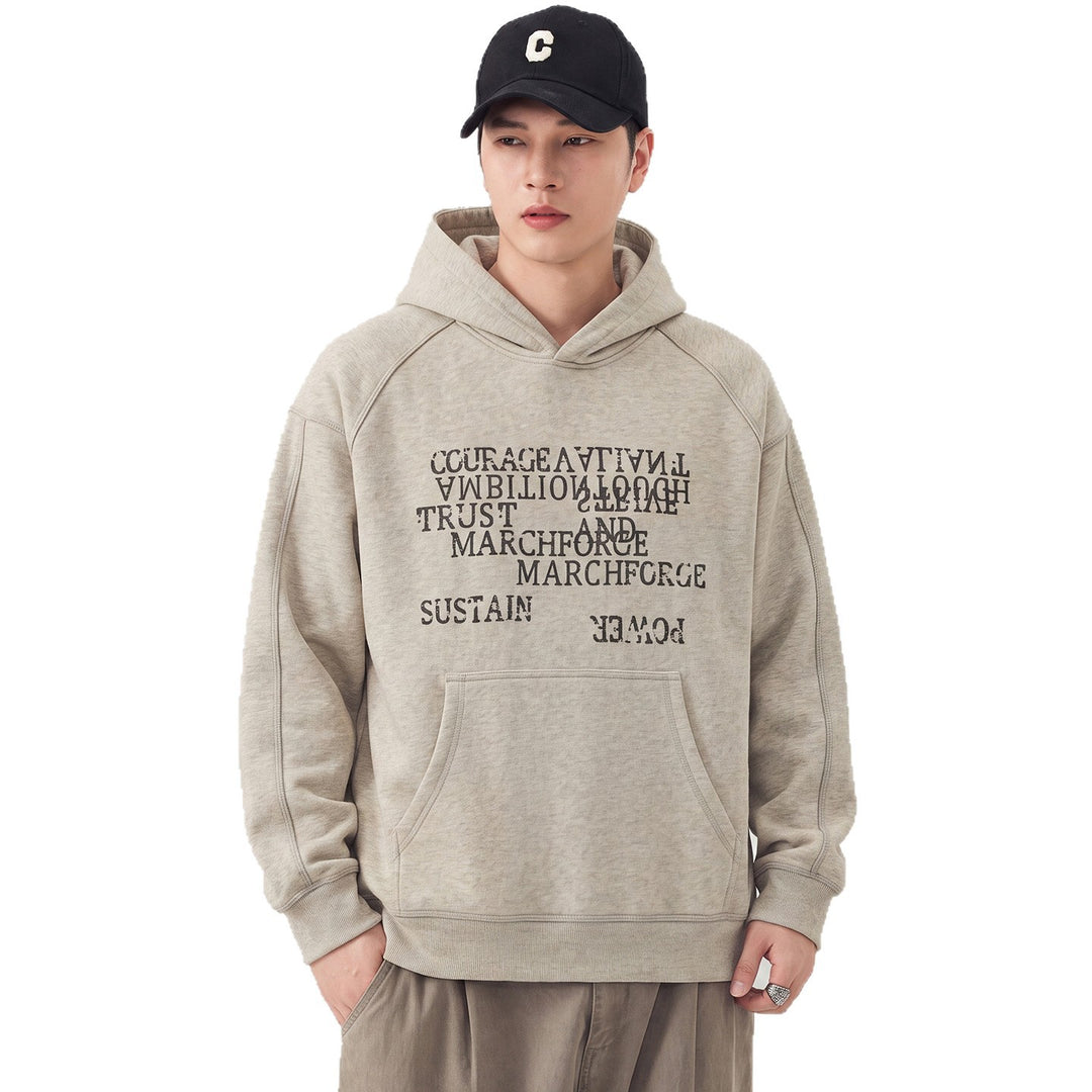 Herren Oversize Kapuzenpullover mit Statement-Print und Kängurutasche Shop Nory