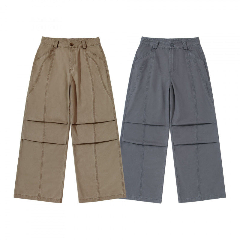 Damen weite Cargo‑Hose mit Stufennaht, hoher Taille und breitem Bein Shop Nory