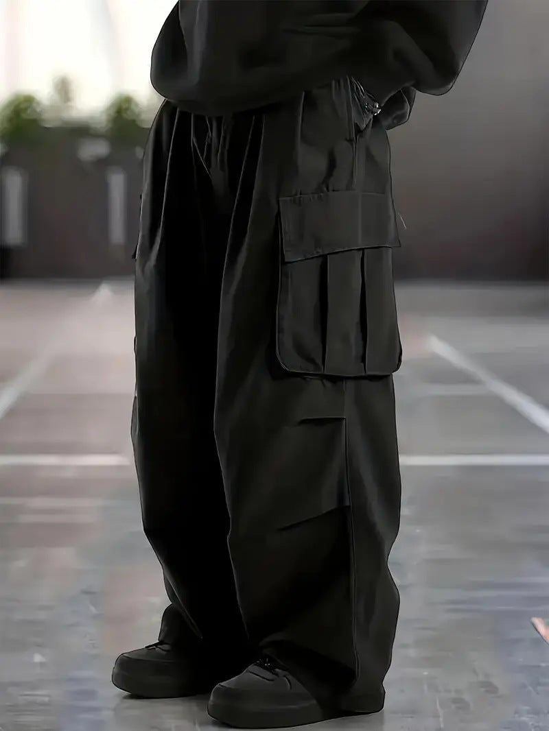 Herren Weite Utility-Cargohose mit übergroßen Klappentaschen & elastischem Tunnelzugbund Shop Nory
