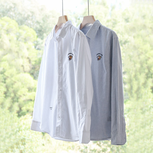 Herren Leichtes Baumwoll-Overshirt im Layering-Look mit Logostickerei und Kentkragen Shop Nory