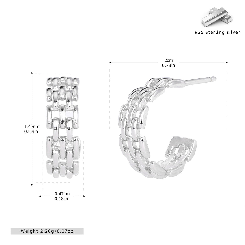 Damen Ohrringe mit elegantem Kettenmuster aus hochwertigem 925 Sterling Silber Shop Nory