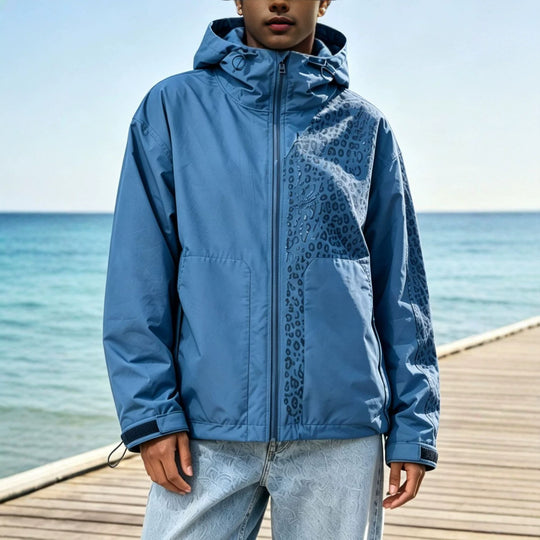 Damen Modische Jacke mit Kapuze und Tierdruck
