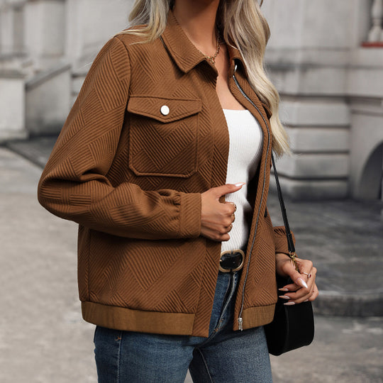Damen Strukturierte Jacke mit geometrischem Steppmuster und Reißverschluss Shop Nory