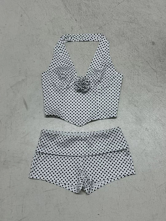 Damen Bikinitop und Shorts-Set mit Polka-Dots Shopnory