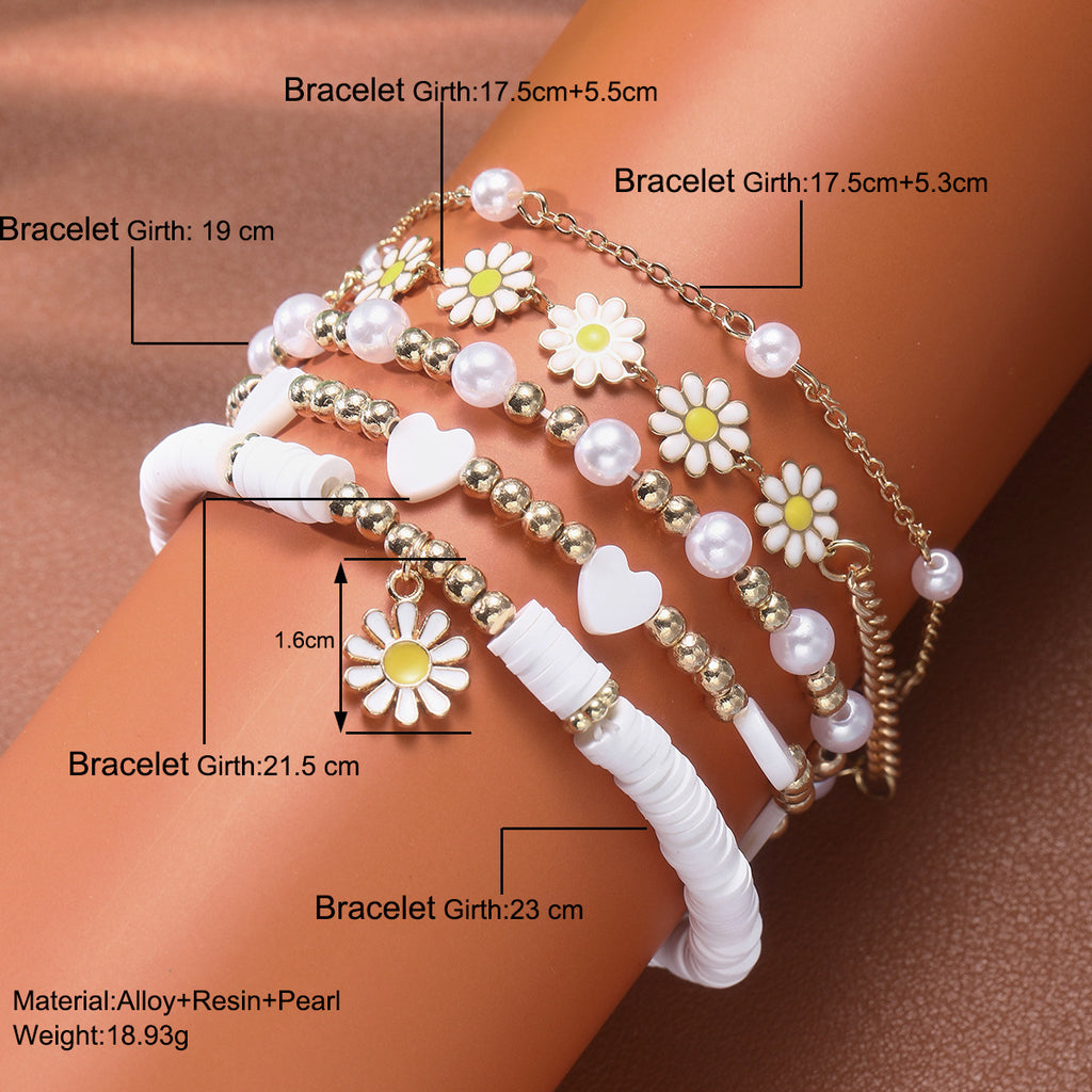 Damen Armband Set mit floralen und perlenden Akzenten Shop Nory