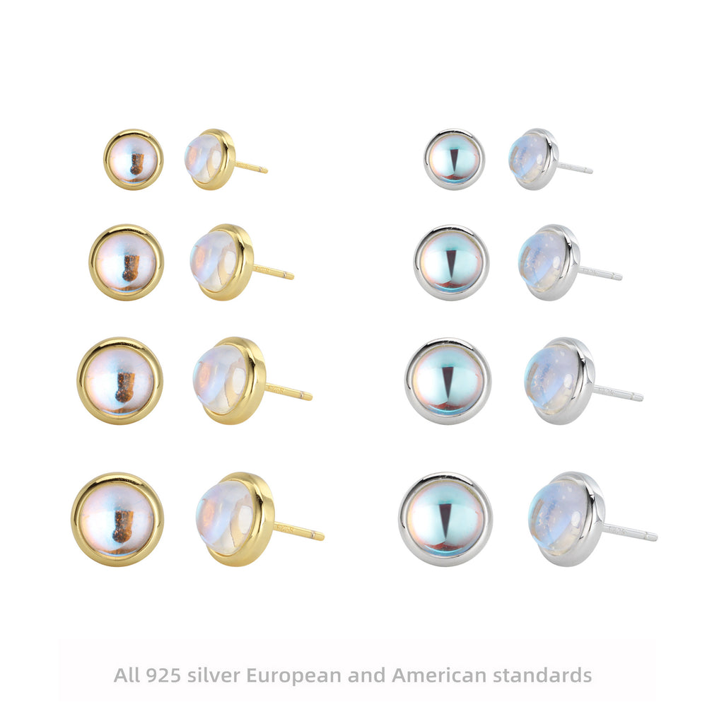 Damen Ohrstecker mit schimmerndem Opal-Effekt und hochwertiger 925 Sterling Silberfassung Shop Nory