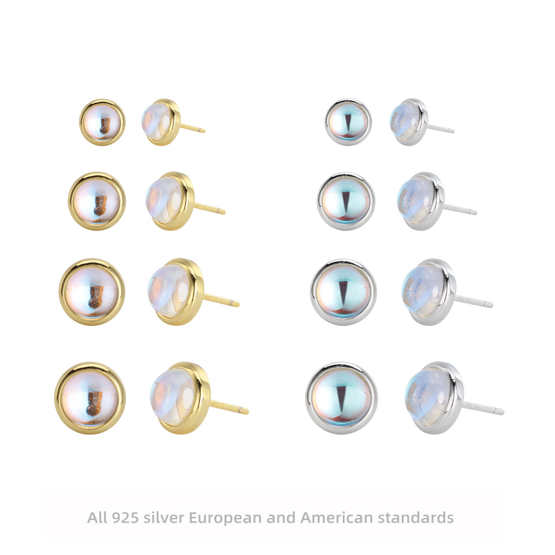 Damen Ohrstecker mit schimmerndem Opal-Effekt und hochwertiger 925 Sterling Silberfassung Shop Nory