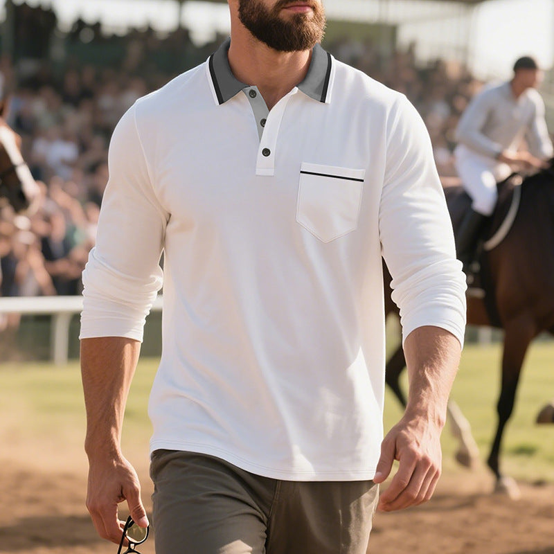 Herren Langarm Polo-Shirt aus atmungsaktivem Stoff mit modernem Kragen