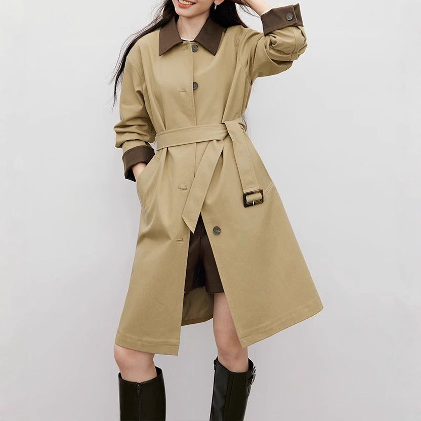 Damen Modischer Trenchcoat mit kontrastierenden Details Shop Nory