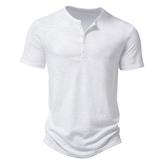Herren Kurzarm-Henley-T-Shirt mit modischem Knopfdesign und atmungsaktiver Baumwolle Shopnory