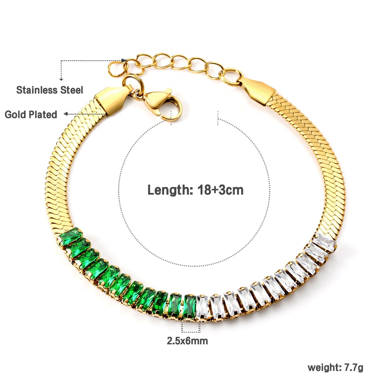 Damen Verstellbarer Ring mit funkelndem smaragdgrünem Anhänger und goldplattierter Edelstahlverarbeitung Shop Nory