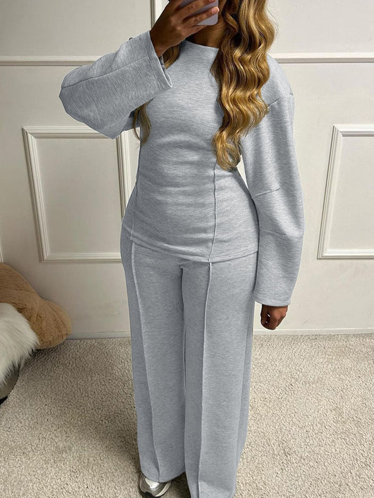 Damen nan weiches Lounge-Set mit tailliertem Sweatshirt, formgebenden Nahtdetails und weitem Palazzohosen-Bein Shop Nory
