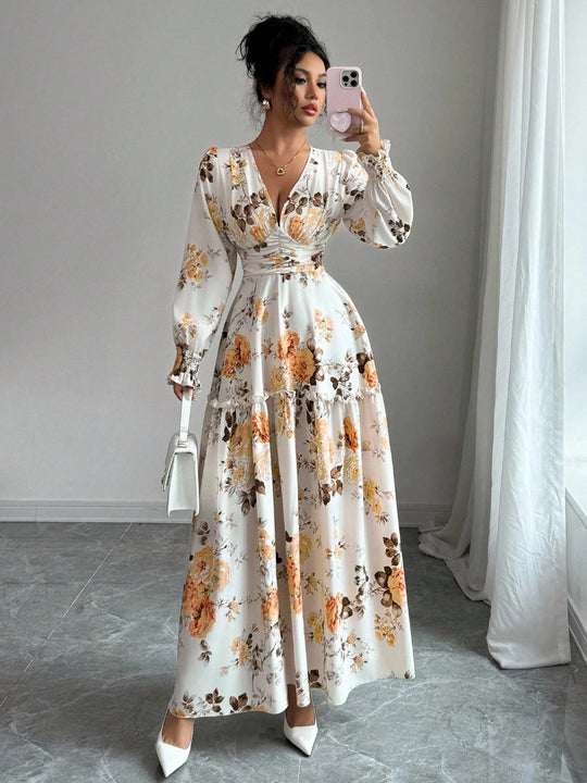Damen Maxikleid mit floralen Details Shop Nory
