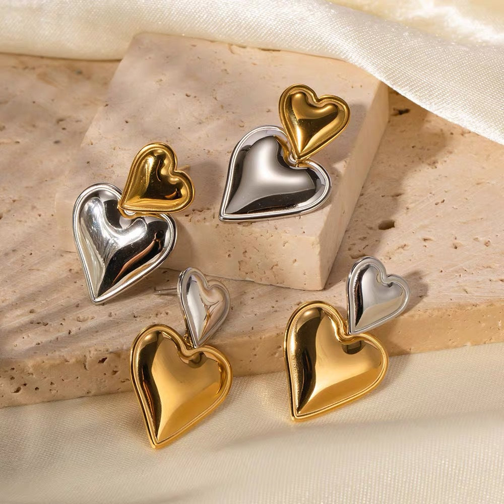 Damen Herzförmige Silber Statement Ohrringe Shop Nory