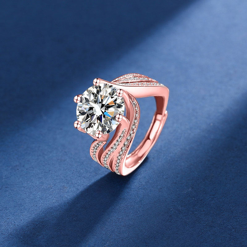 Damen Eleganter und funkelnder Solitär Ring Shop Nory