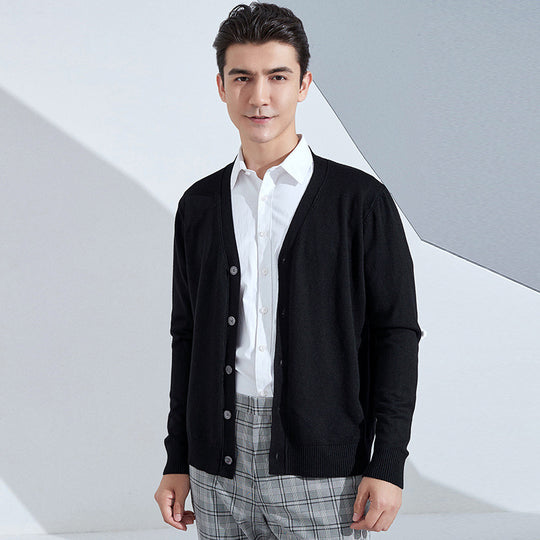 Herren Leichter Feinstrick-Cardigan mit V‑Ausschnitt und Business‑Silhouette Shop Nory