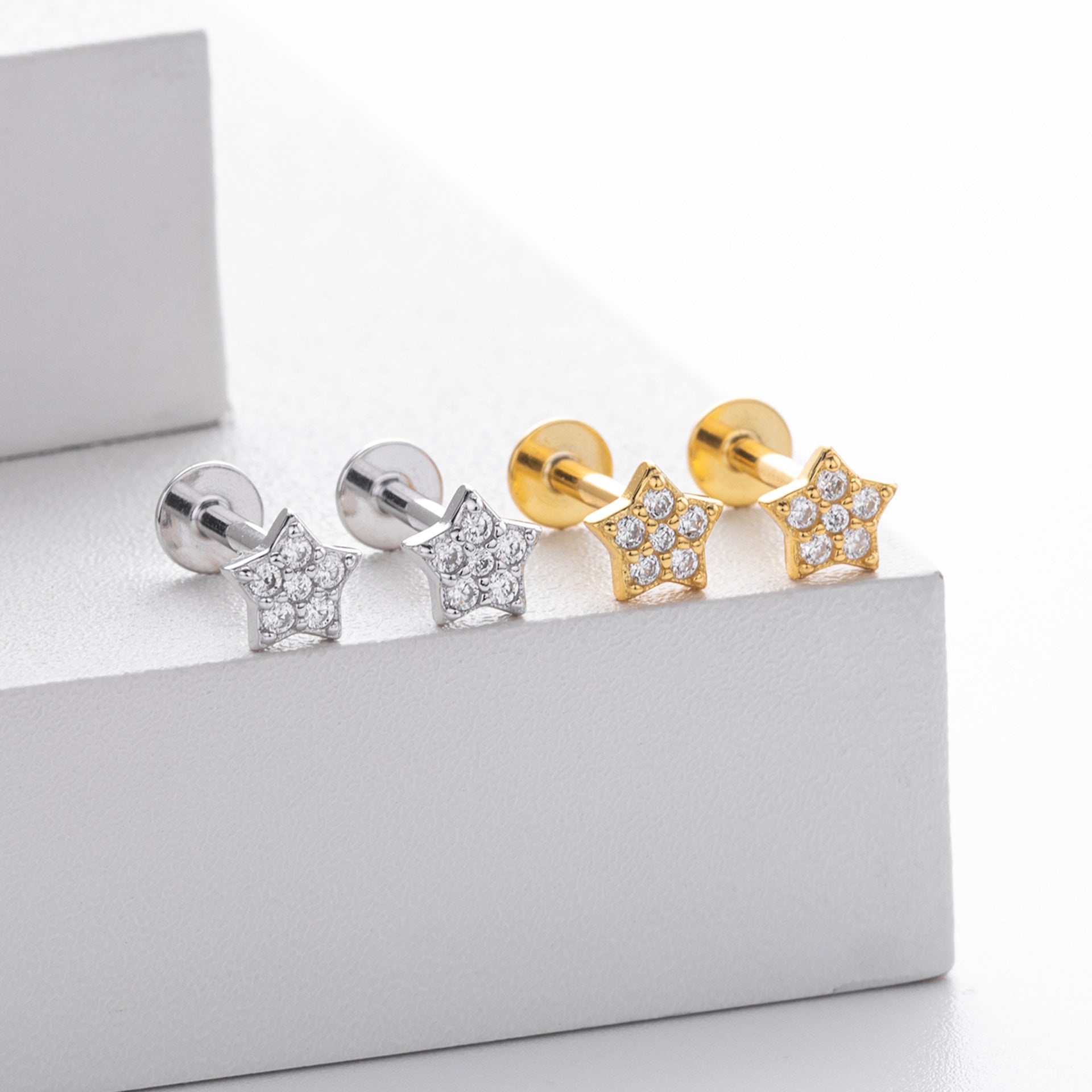 Damen Ohrstecker im funkelnden Sternedesign aus hochwertigem 925 Sterling Silber Shop Nory