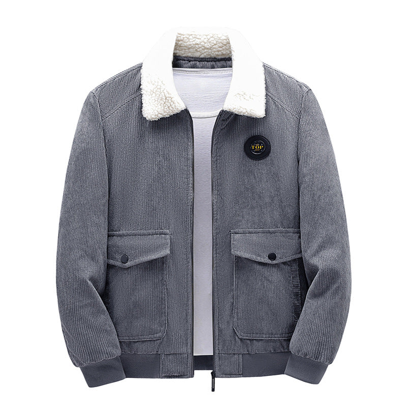 Herren Lässige Cordjacke mit Teddykragen Shop Nory