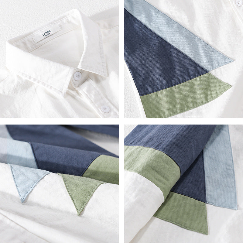 Herren Colorblock-Hemd aus Baumwollmix mit langen Ärmeln und kontrastierenden Paneelen Shop Nory