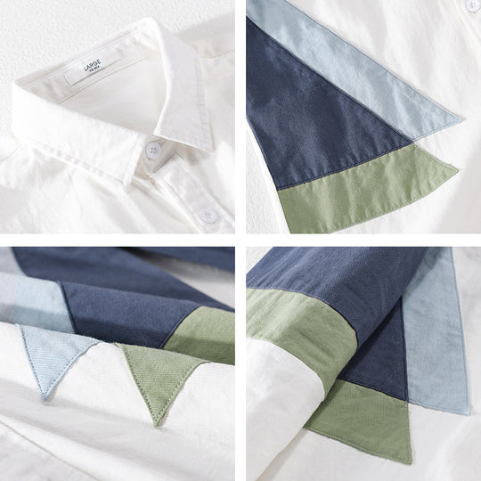 Herren Colorblock-Hemd aus Baumwollmix mit langen Ärmeln und kontrastierenden Paneelen Shop Nory