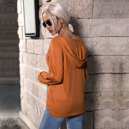 Damen Lässiges Langarmshirt mit Knopfleiste Shop Nory