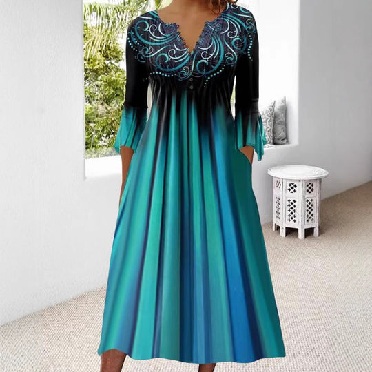 Damen Midikleid mit eleganter Bestickung und fließendem Schnitt