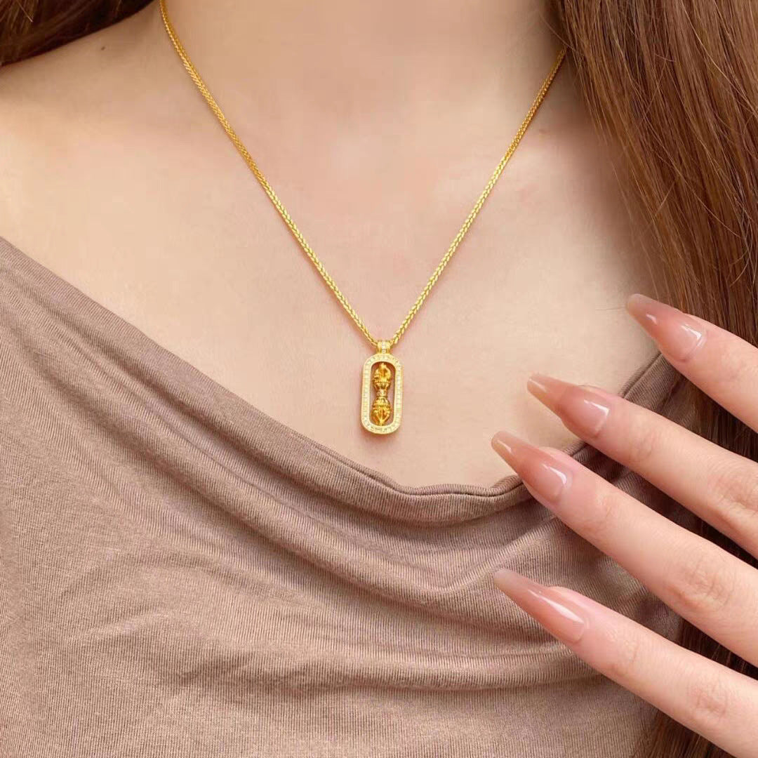 Damen Vintage-inspirierte vergoldete Anhänger-Halskette Shop Nory