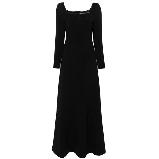 Damen Maxilanges Abendkleid im minimalistischen A-Linien-Schnitt mit quadratischem Ausschnitt und langen Ärmeln Shop Nory
