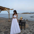 Damen Set aus Crop-Top und Maxirock mit elegantem Rüschendesign