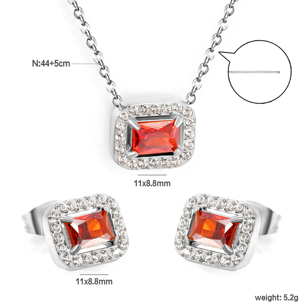 Damen Schmuckset mit funkelnden roten Zirkonia und elegantem Goldüberzug Shop Nory