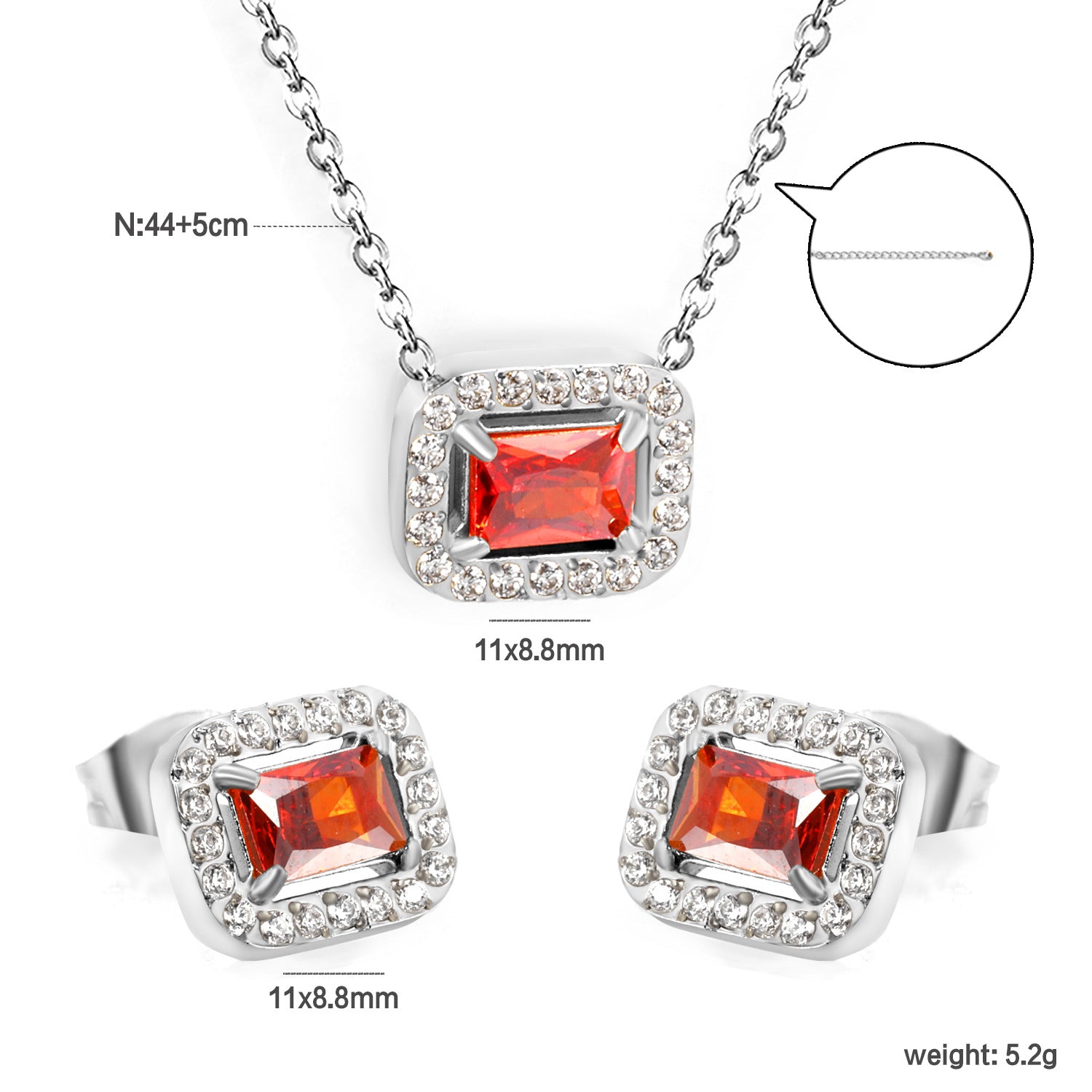Damen Schmuckset mit funkelnden roten Zirkonia und elegantem Goldüberzug Shop Nory
