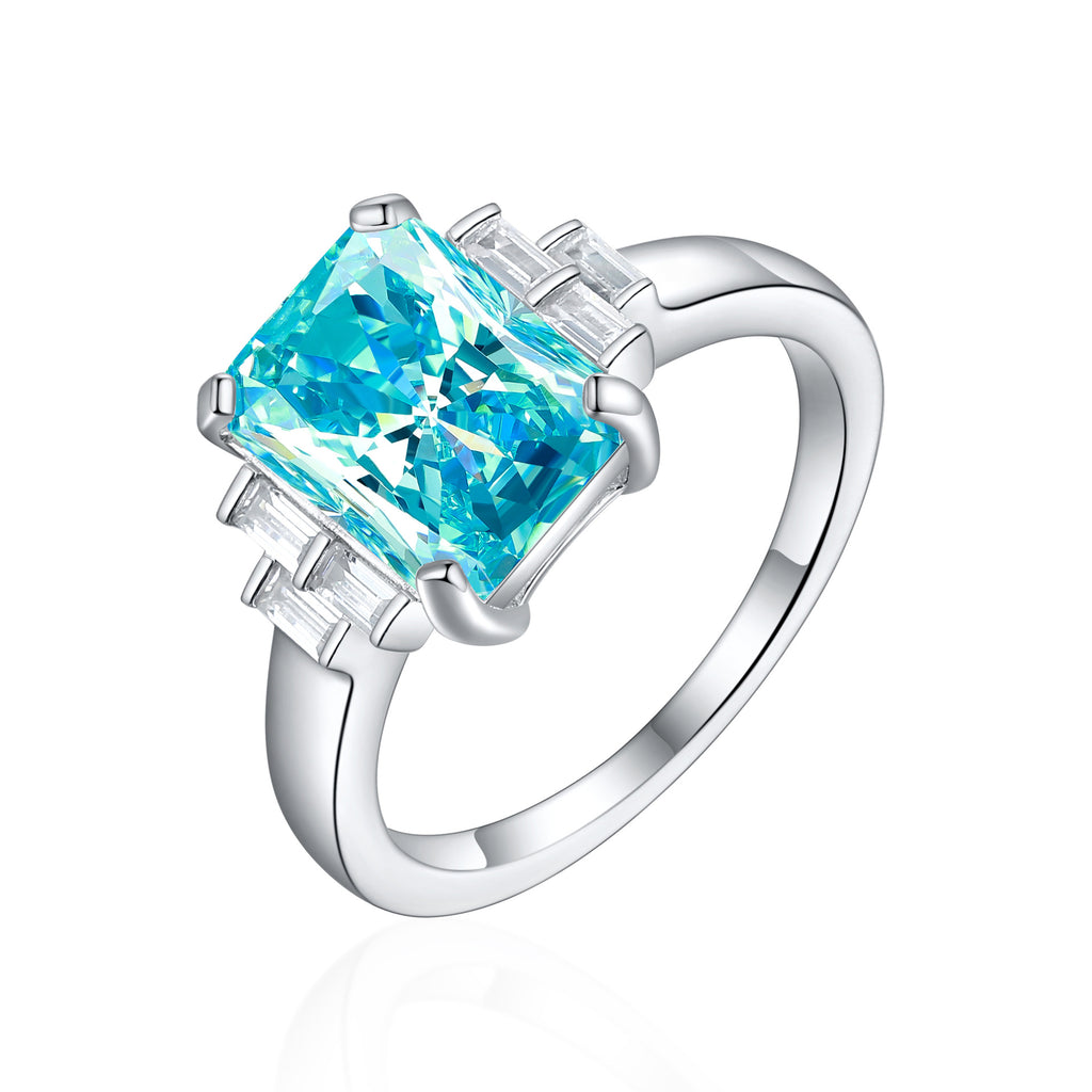 Damen Ring mit großem, rechteckigem Edelstein und funkelnden Akzenten Shop Nory
