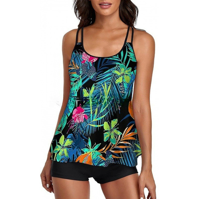 Damen Sportliches Tankini-Set mit bequemem Shorts und verstellbaren Trägern Shopnory