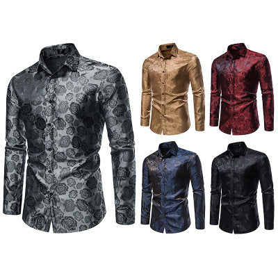 Herren Hemd mit floralen Prägungen und elegantem Glanz