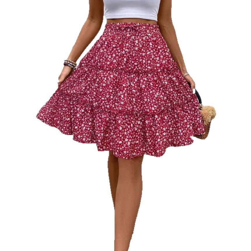 Damen Sommerrock mit charmanten Volantdetails und floralem Muster