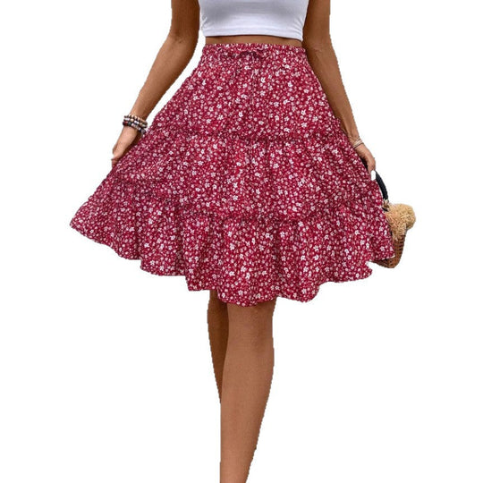 Damen Sommerrock mit charmanten Volantdetails und floralem Muster