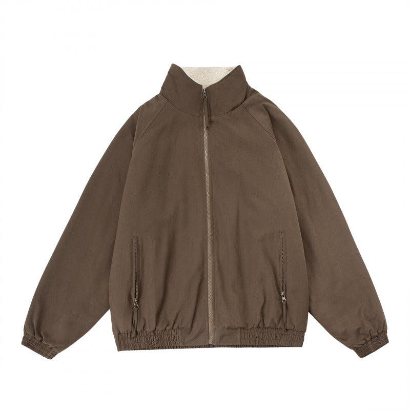 Herren Oversize-Zip-Jacke mit Stehkragen, Teddy-Fleece-Futter und elastischem Saum Shop Nory