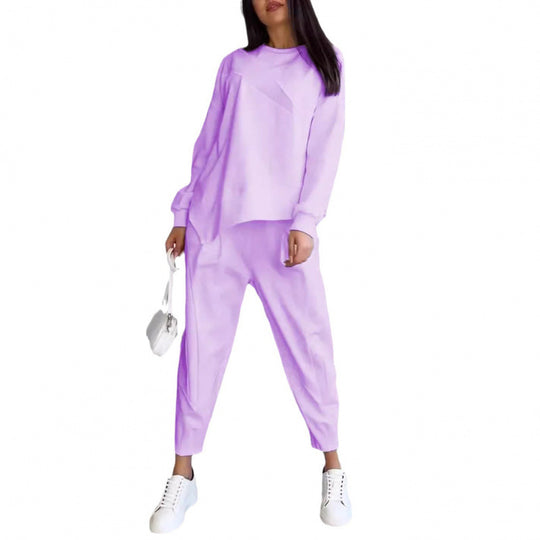 Damen Lässiges Zweiteiliges Lounge-Set mit Oversize-Sweatshirt und taillierter Tapered-Hose Shop Nory