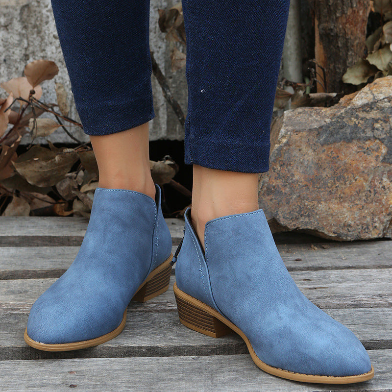 Damen elegante Stiefeletten mit modischem Reißverschluss und komfortablem Fußbett Shopnory