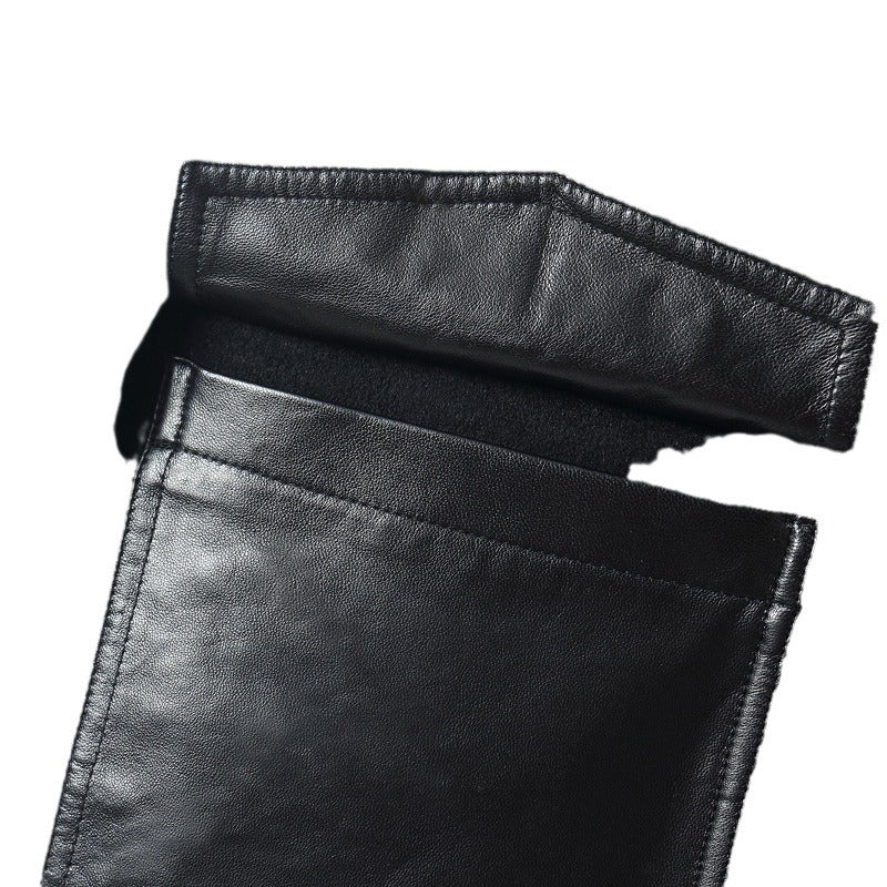 Herren Reißverschluss-Wollmix-Jacke mit Lederkragen und schlanker Silhouette Shop Nory