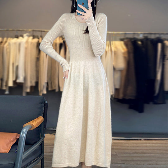 Damen Langärmeliges Midikleid aus Feinstrick mit taillierter A‑Linien‑Silhouette Shop Nory