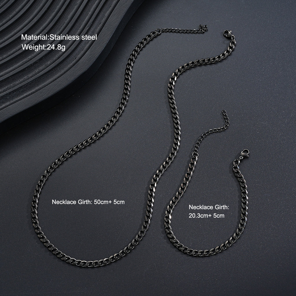 Damen Schmuckset aus hochwertigen schwarzen Edelstahlketten Shop Nory