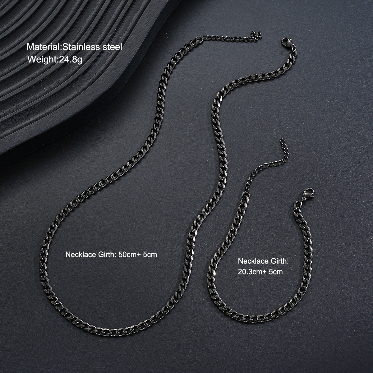 Damen Schmuckset aus hochwertigen schwarzen Edelstahlketten Shop Nory