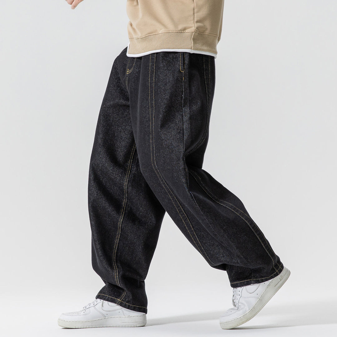 Herren Baggy-Denim-Hose mit extra weitem Bein, tiefem Schritt und sichtbaren Kontrastnähten Shop Nory