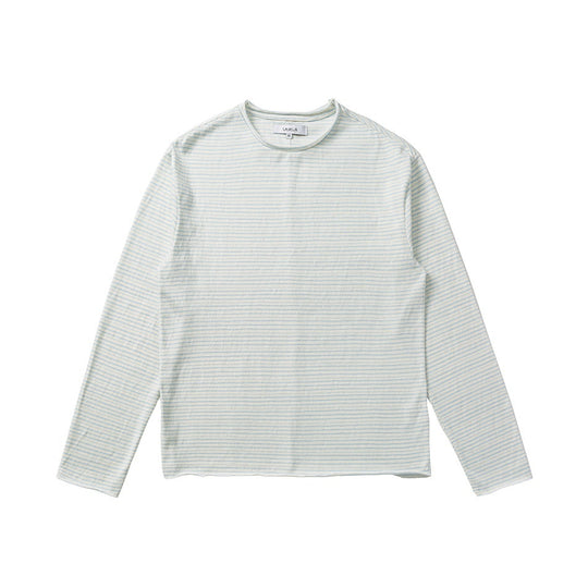Unisex Fein gestreiftes Langarmshirt aus Baumwollmischung mit Rundhalsausschnitt Shop Nory